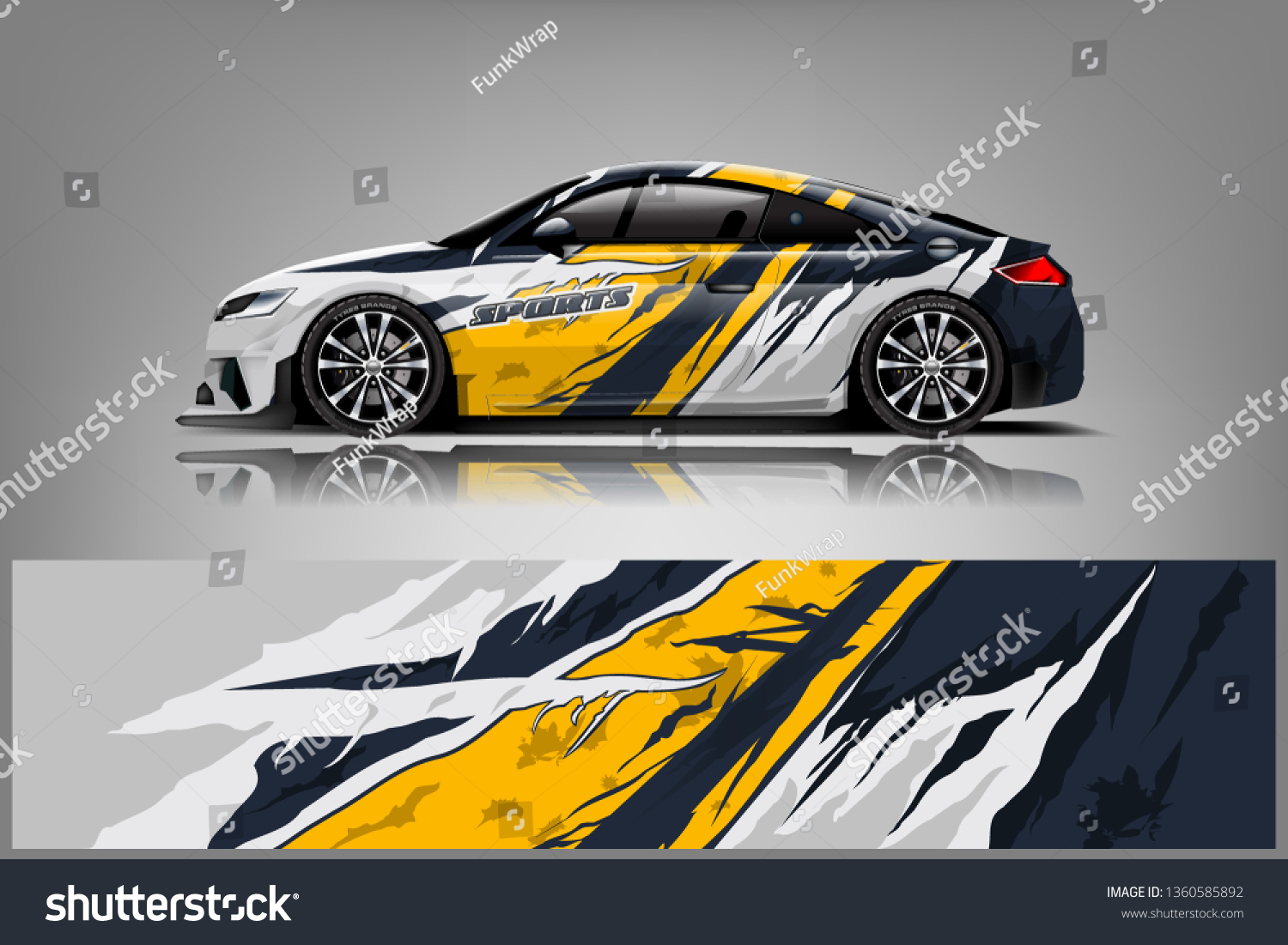 Sport Car decal wrap design vector. Graphic abstract stripe racing background kit designs for vehicle, race car, rally, adventure and livery. eps 10 ready - Vector dekal