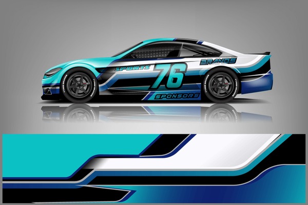 Sport Car decal wrap design vector. Graphic abstract stripe racing background kit designs for vehicle, race car, rally, adventure and livery. eps 10 ready - Vector dekal