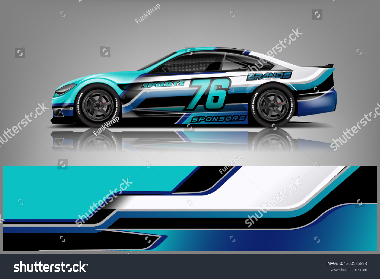 Sport Car decal wrap design vector. Graphic abstract stripe racing background kit designs for vehicle, race car, rally, adventure and livery. eps 10 ready - Vector dekal