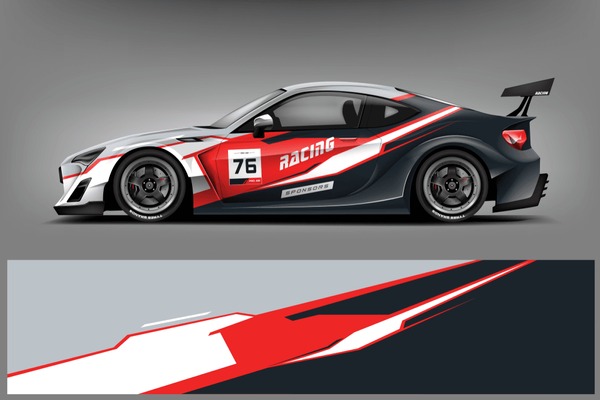 Sport Car decal wrap design vector. Graphic abstract stripe racing background kit designs for vehicle, race car, rally, adventure and livery. eps 10 ready - Vector