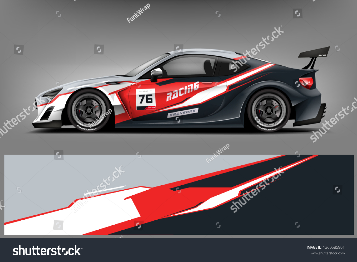 Sport Car decal wrap design vector. Graphic abstract stripe racing background kit designs for vehicle, race car, rally, adventure and livery. eps 10 ready - Vector