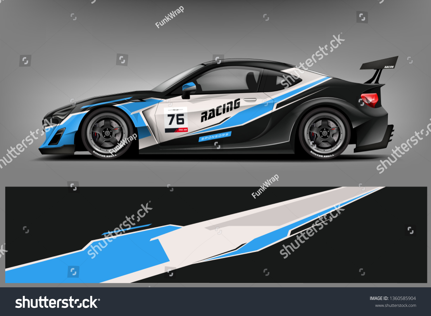 Sport Car decal wrap design vector. Graphic abstract stripe racing background kit designs for vehicle, race car, rally, adventure and livery. eps 10 ready - Vector