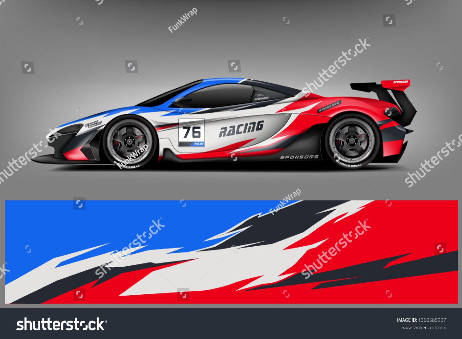 Sport Car decal wrap design vector. Graphic abstract stripe racing background kit designs for vehicle, race car, rally, adventure and livery. eps 10 ready - Vector
