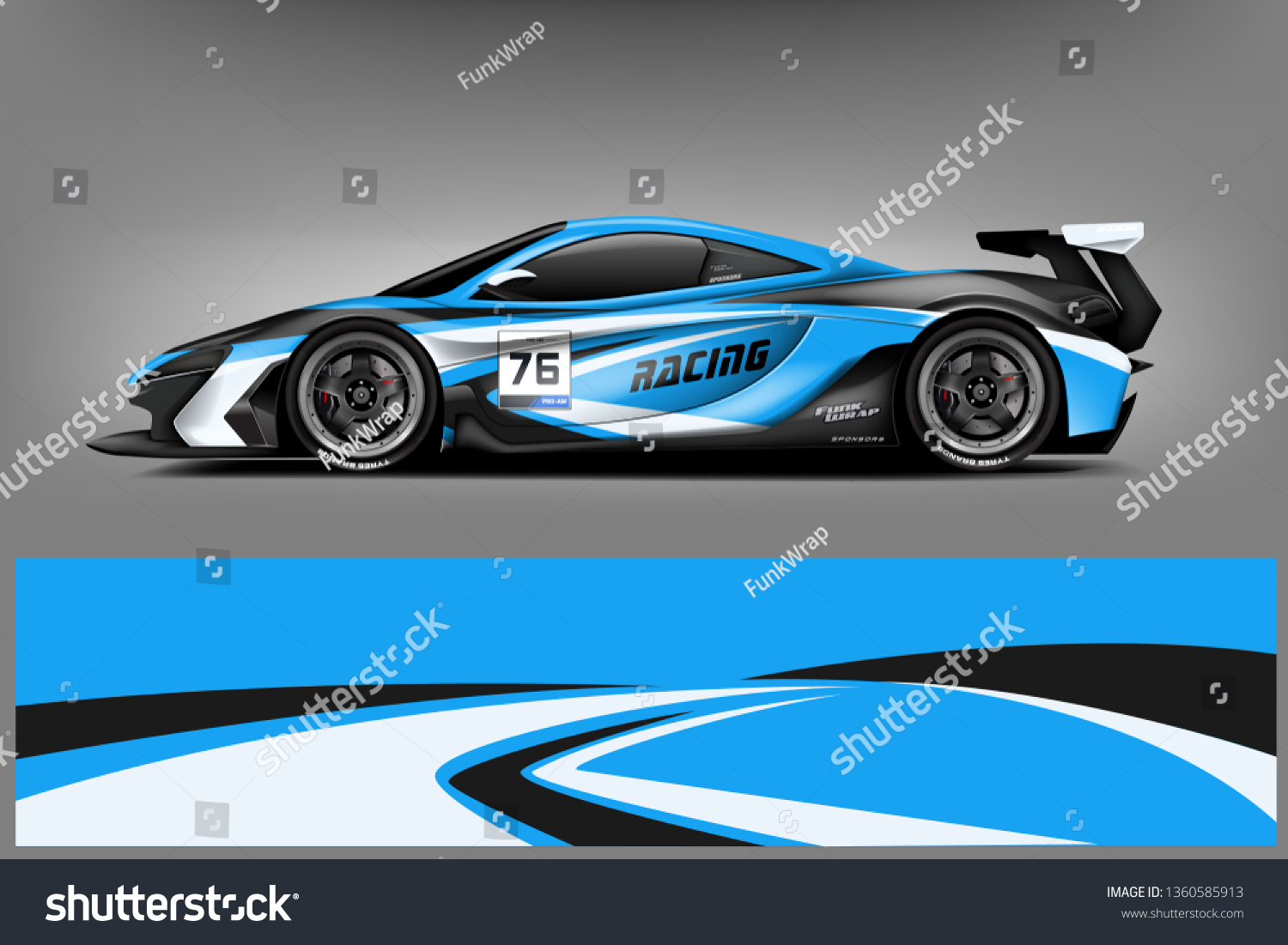 Sport Car decal wrap design vector. Graphic abstract stripe racing background kit designs for vehicle, race car, rally, adventure and livery. eps 10 ready - Vector