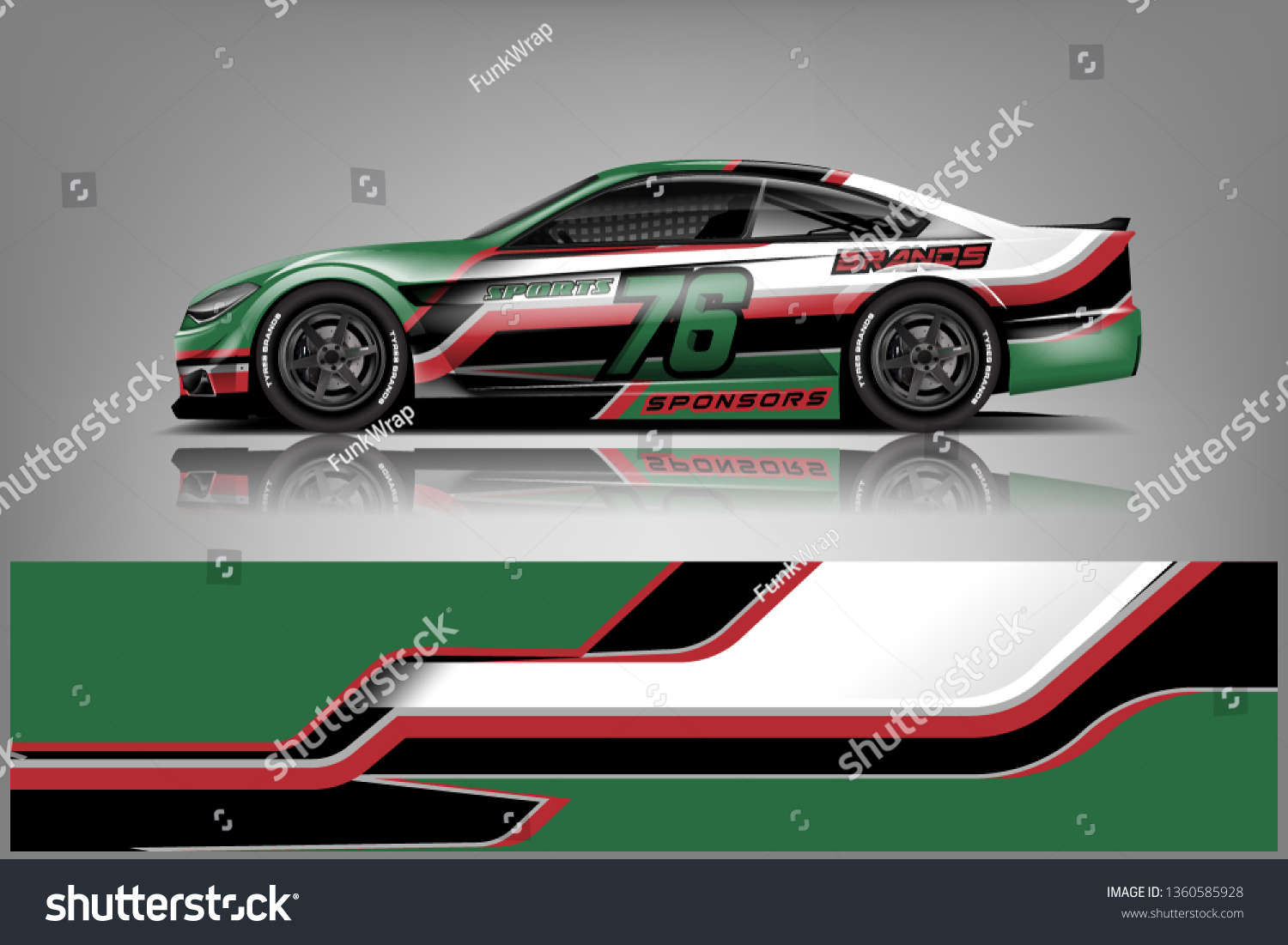 Sport Car decal wrap design vector. Graphic abstract stripe racing background kit designs for vehicle, race car, rally, adventure and livery. eps 10 ready - Vector dekal