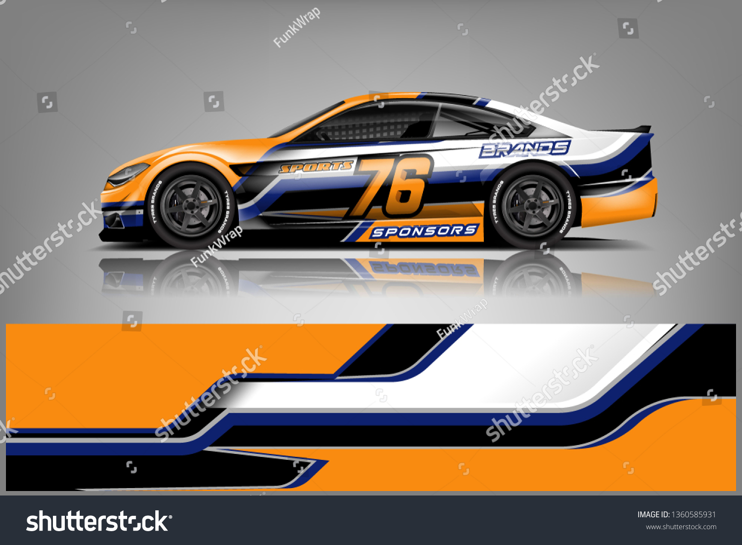 Sport Car decal wrap design vector. Graphic abstract stripe racing background kit designs for vehicle, race car, rally, adventure and livery. eps 10 ready - Vector dekal