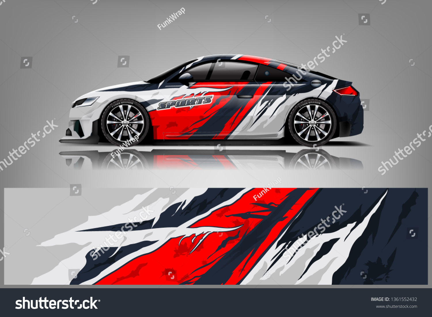 Sport Car decal wrap design vector. Graphic abstract stripe racing background kit designs for vehicle, race car, rally, adventure and livery. eps 10 ready - Vector dekal