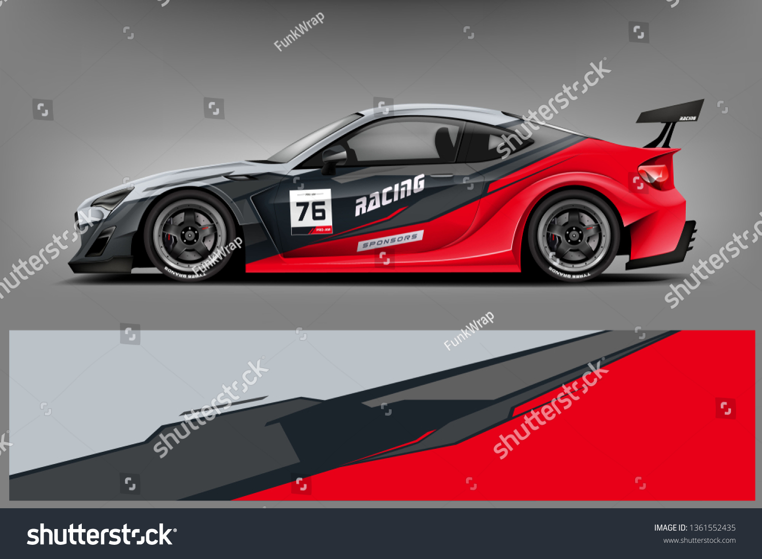 Sport Car decal wrap design vector. Graphic abstract stripe racing background kit designs for vehicle, race car, rally, adventure and livery. eps 10 ready - Vector