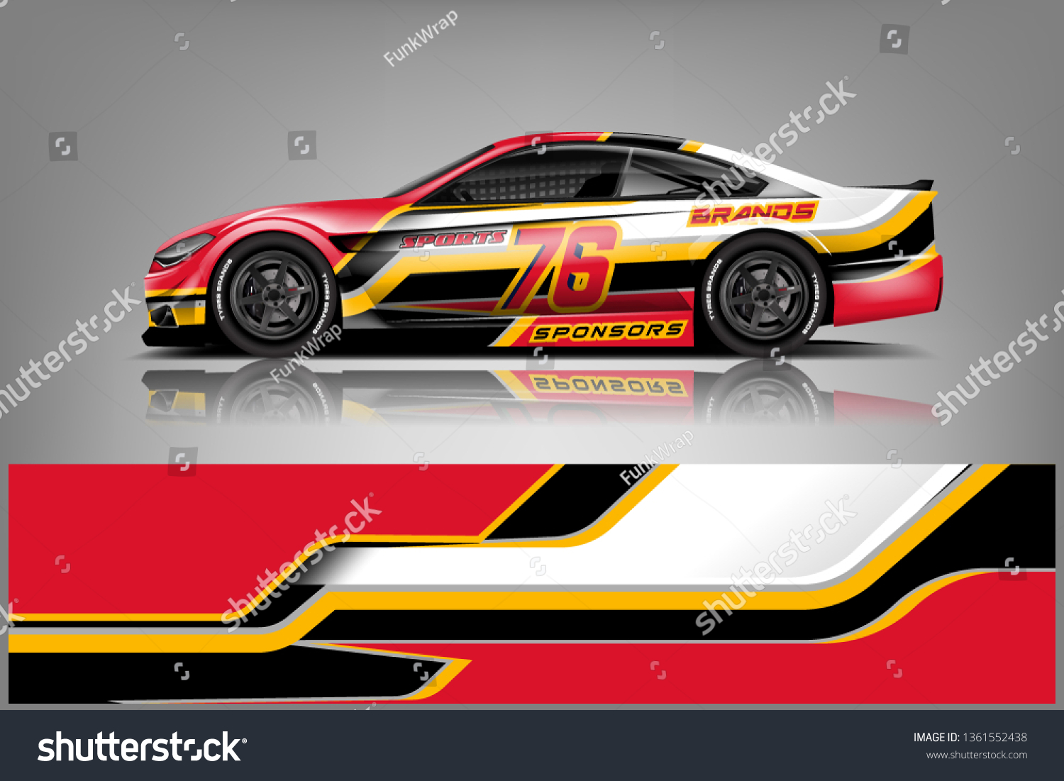 Sport Car decal wrap design vector. Graphic abstract stripe racing background kit designs for vehicle, race car, rally, adventure and livery. eps 10 ready - Vector dekal