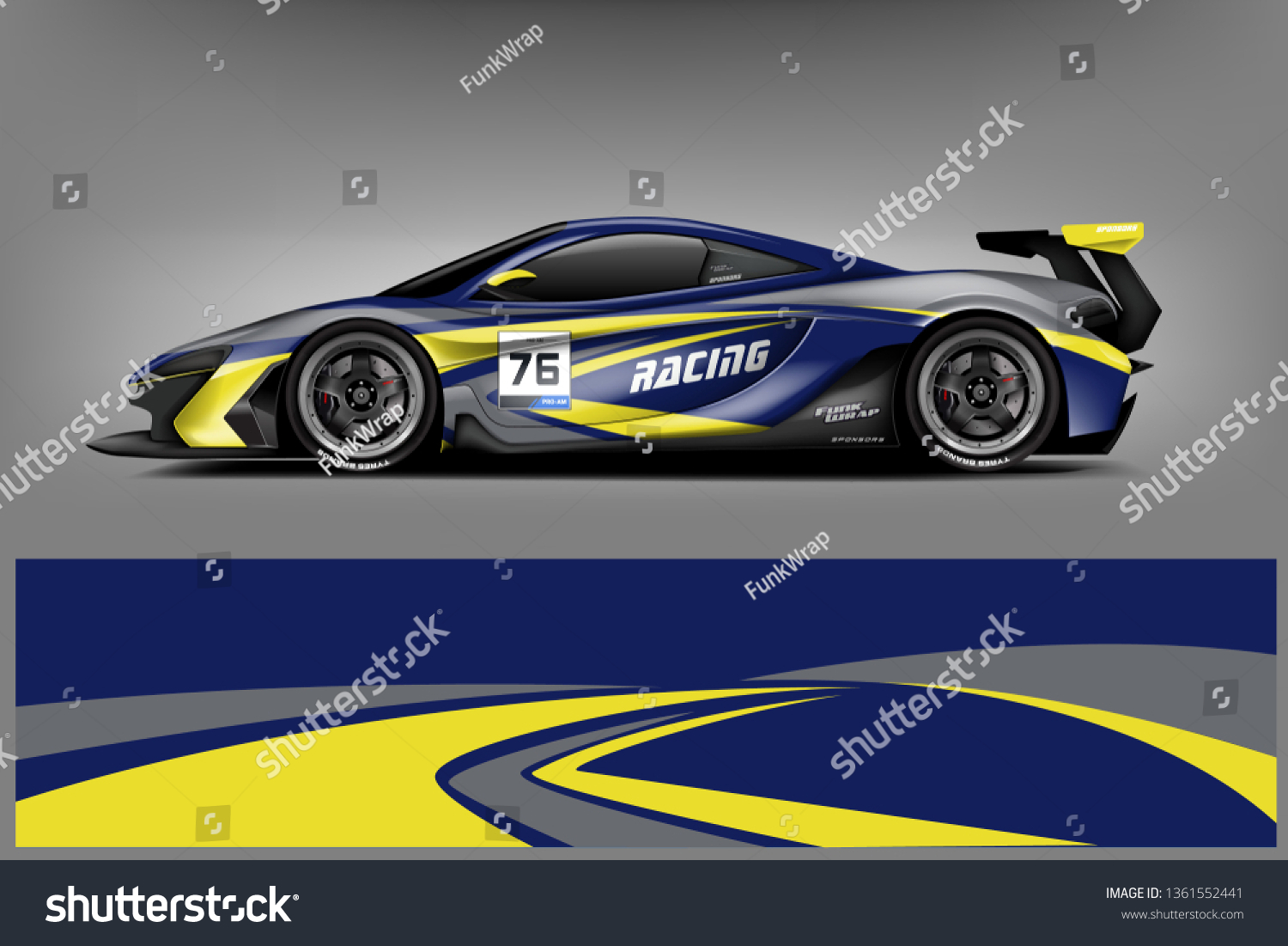 Sport Car decal wrap design vector. Graphic abstract stripe racing background kit designs for vehicle, race car, rally, adventure and livery. eps 10 ready - Vector
