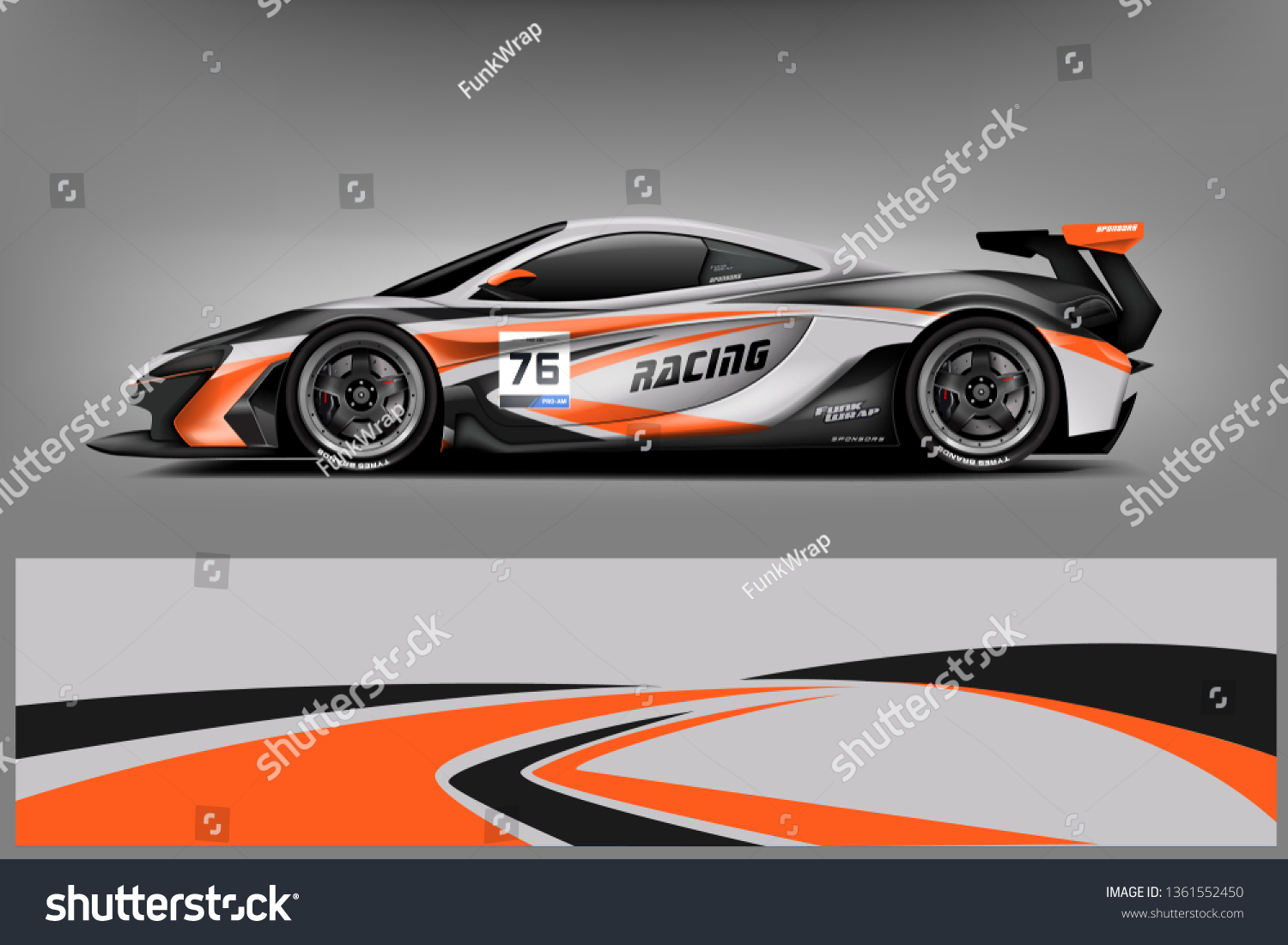 Sport Car decal wrap design vector. Graphic abstract stripe racing background kit designs for vehicle, race car, rally, adventure and livery. eps 10 ready - Vector