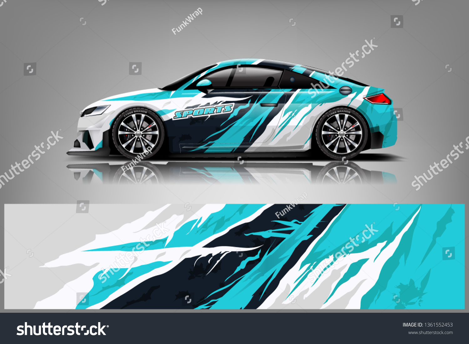 Sport Car decal wrap design vector. Graphic abstract stripe racing background kit designs for vehicle, race car, rally, adventure and livery. eps 10 ready - Vector dekal