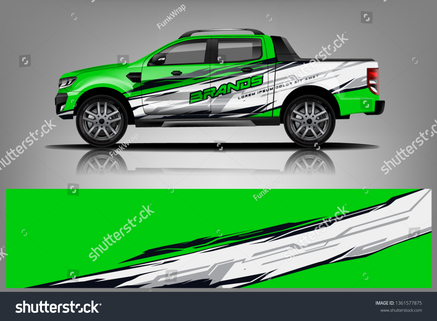Truck decal wrap design vector. Graphic abstract stripe racing background kit designs for vehicle, race car, rally, adventure and livery - Vector