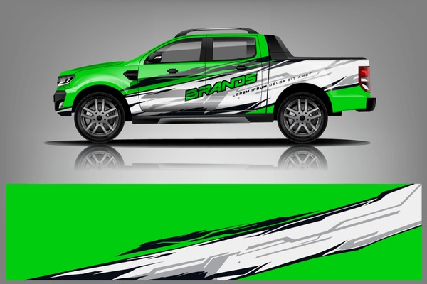Truck decal wrap design vector. Graphic abstract stripe racing background kit designs for vehicle, race car, rally, adventure and livery - Vector
