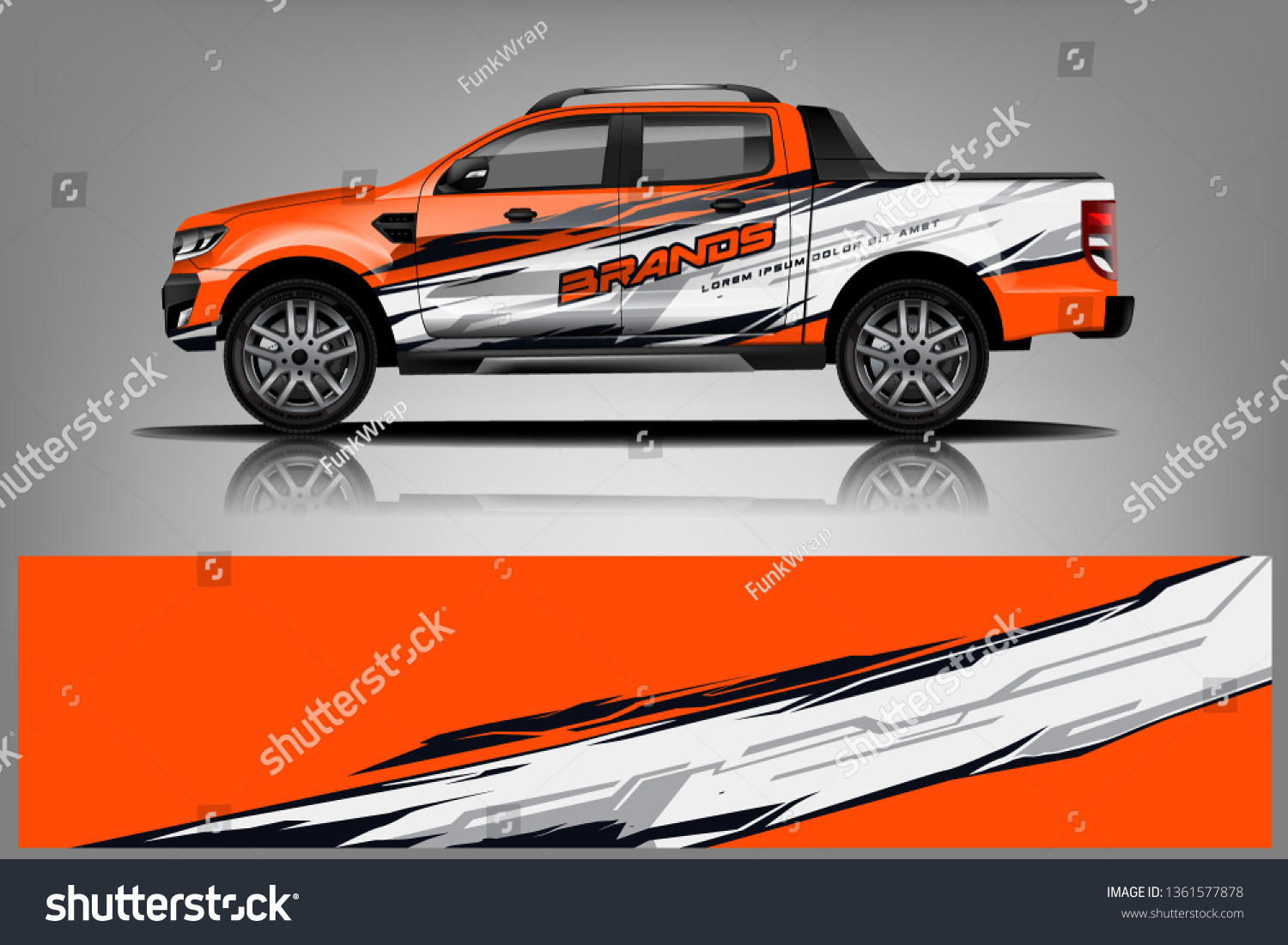 Truck decal wrap design vector. Graphic abstract stripe racing background kit designs for vehicle, race car, rally, adventure and livery - Vector