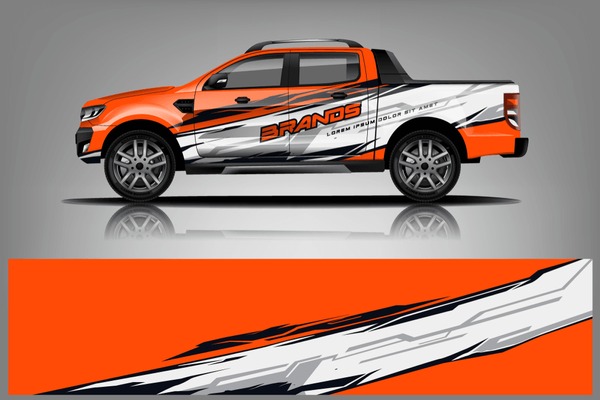 Truck decal wrap design vector. Graphic abstract stripe racing background kit designs for vehicle, race car, rally, adventure and livery - Vector