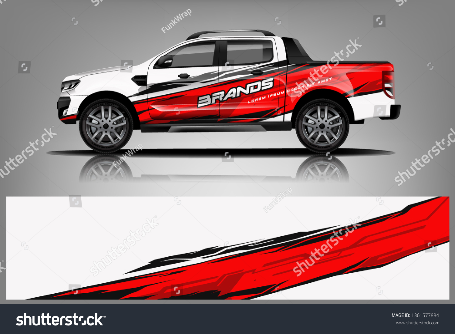 Truck decal wrap design vector. Graphic abstract stripe racing background kit designs for vehicle, race car, rally, adventure and livery - Vector
