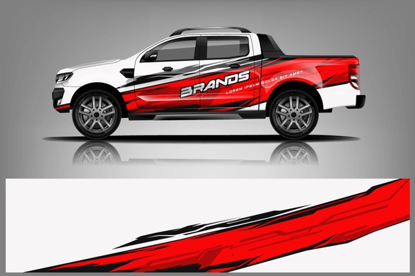 Truck decal wrap design vector. Graphic abstract stripe racing background kit designs for vehicle, race car, rally, adventure and livery - Vector