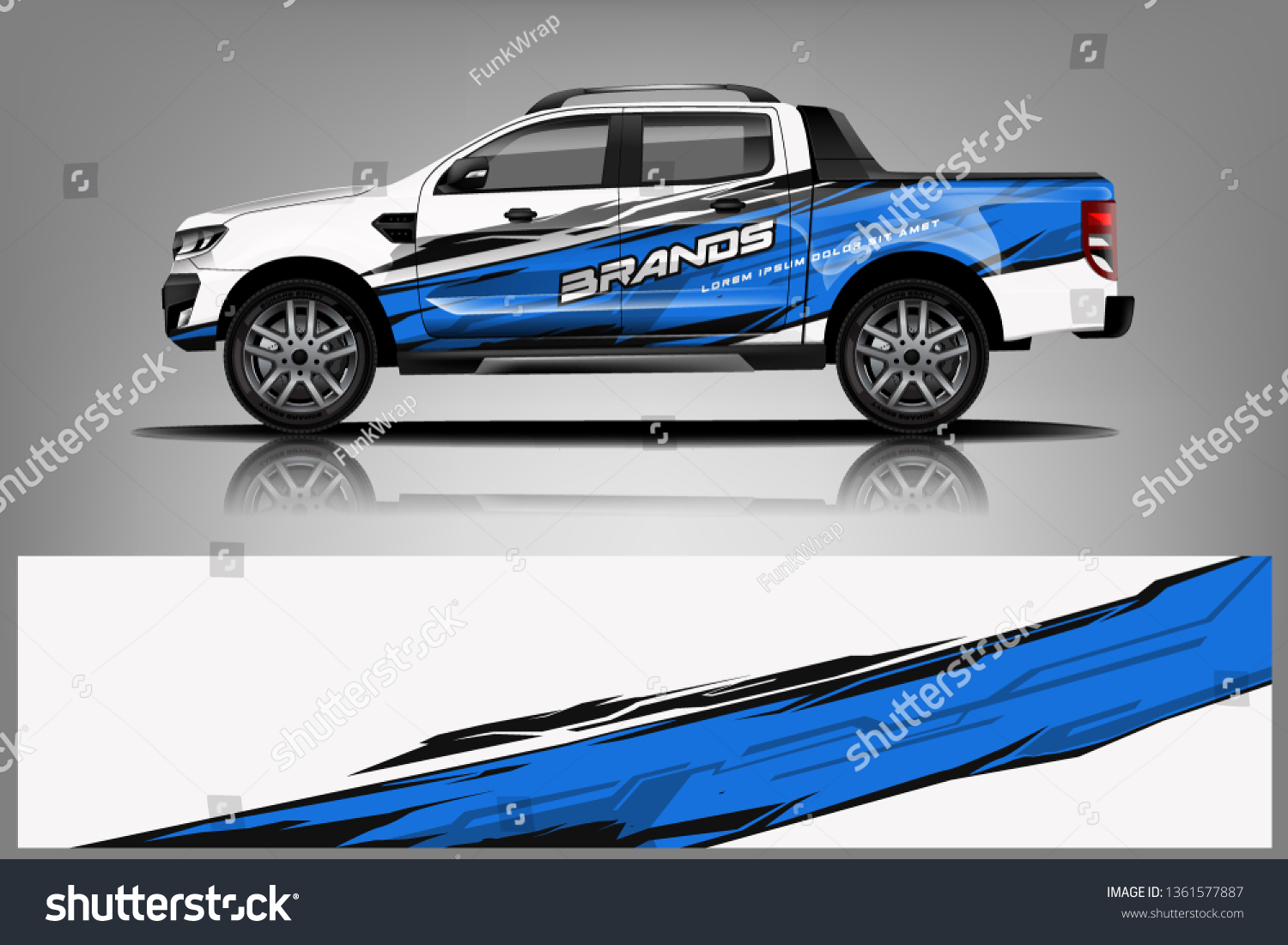 Truck decal wrap design vector. Graphic abstract stripe racing background kit designs for vehicle, race car, rally, adventure and livery - Vector