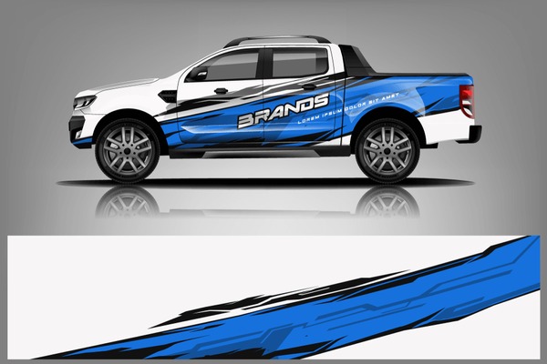 Truck decal wrap design vector. Graphic abstract stripe racing background kit designs for vehicle, race car, rally, adventure and livery - Vector