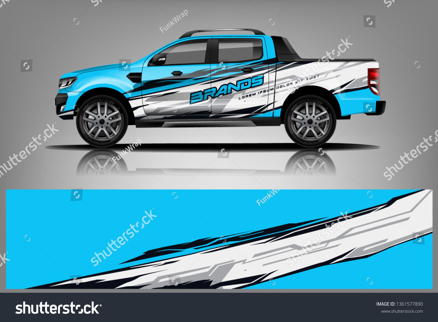 Truck decal wrap design vector. Graphic abstract stripe racing background kit designs for vehicle, race car, rally, adventure and livery - Vector