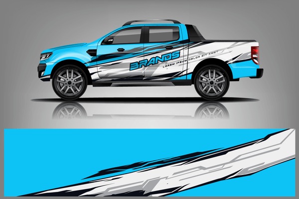 Truck decal wrap design vector. Graphic abstract stripe racing background kit designs for vehicle, race car, rally, adventure and livery - Vector