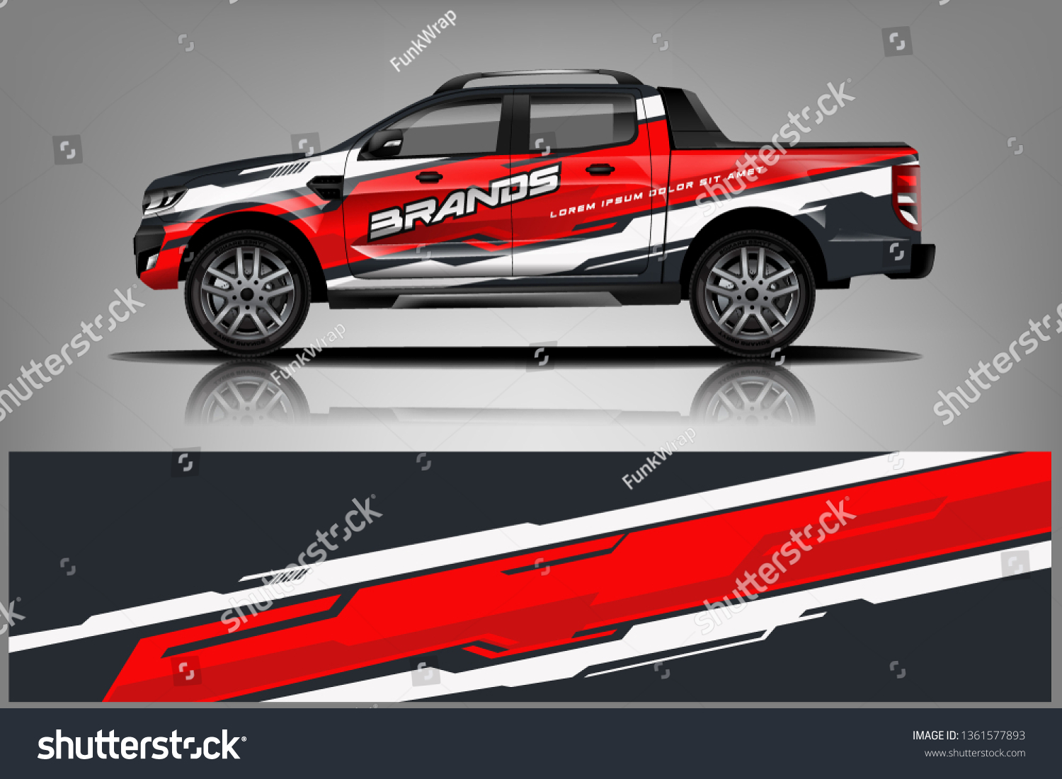 Truck decal wrap design vector. Graphic abstract stripe racing background kit designs for vehicle, race car, rally, adventure and livery - Vector