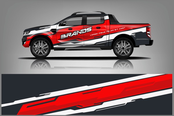 Truck decal wrap design vector. Graphic abstract stripe racing background kit designs for vehicle, race car, rally, adventure and livery - Vector