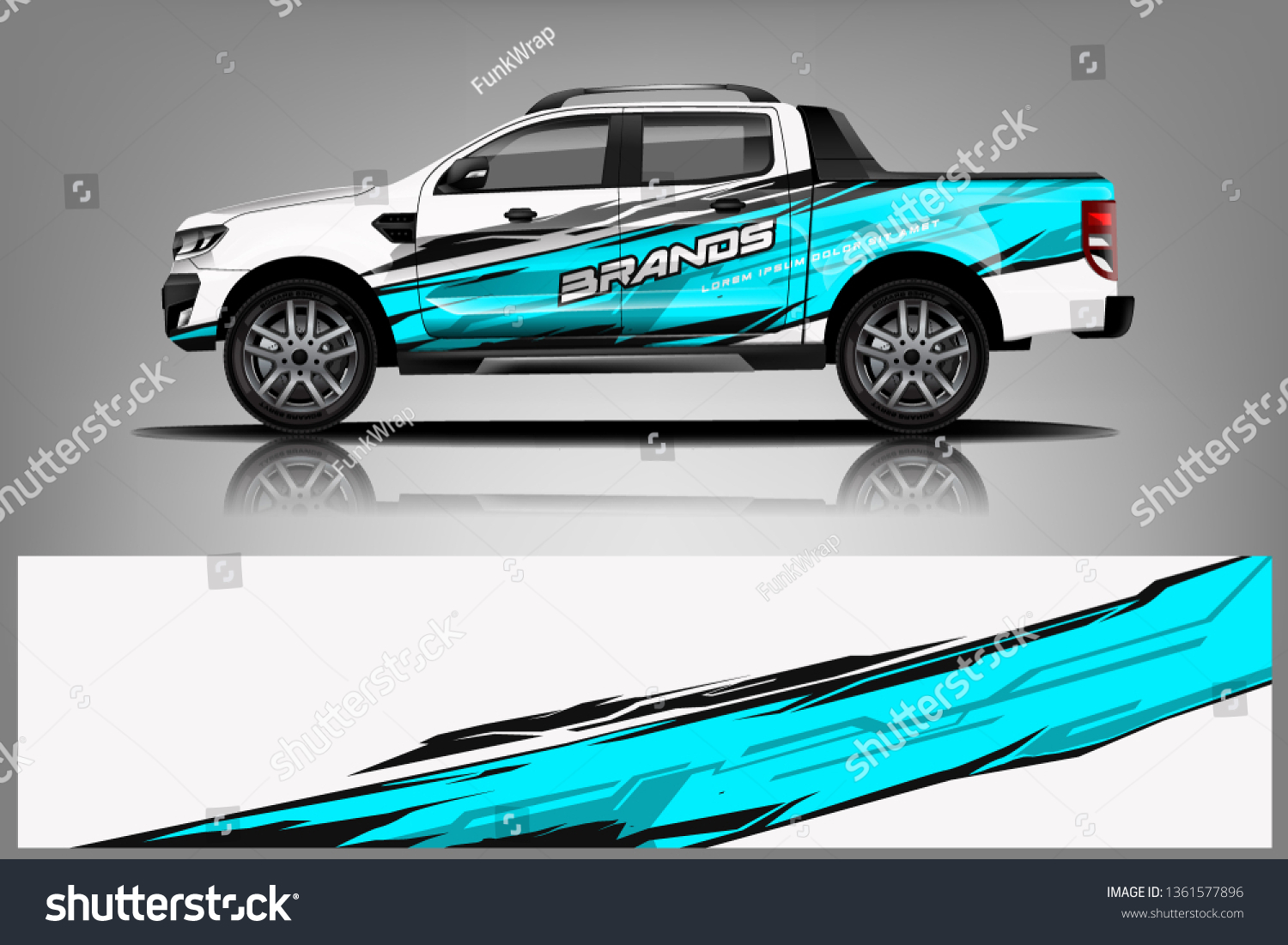 Truck decal wrap design vector. Graphic abstract stripe racing background kit designs for vehicle, race car, rally, adventure and livery - Vector