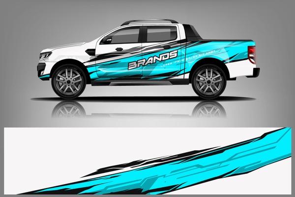 Truck decal wrap design vector. Graphic abstract stripe racing background kit designs for vehicle, race car, rally, adventure and livery - Vector