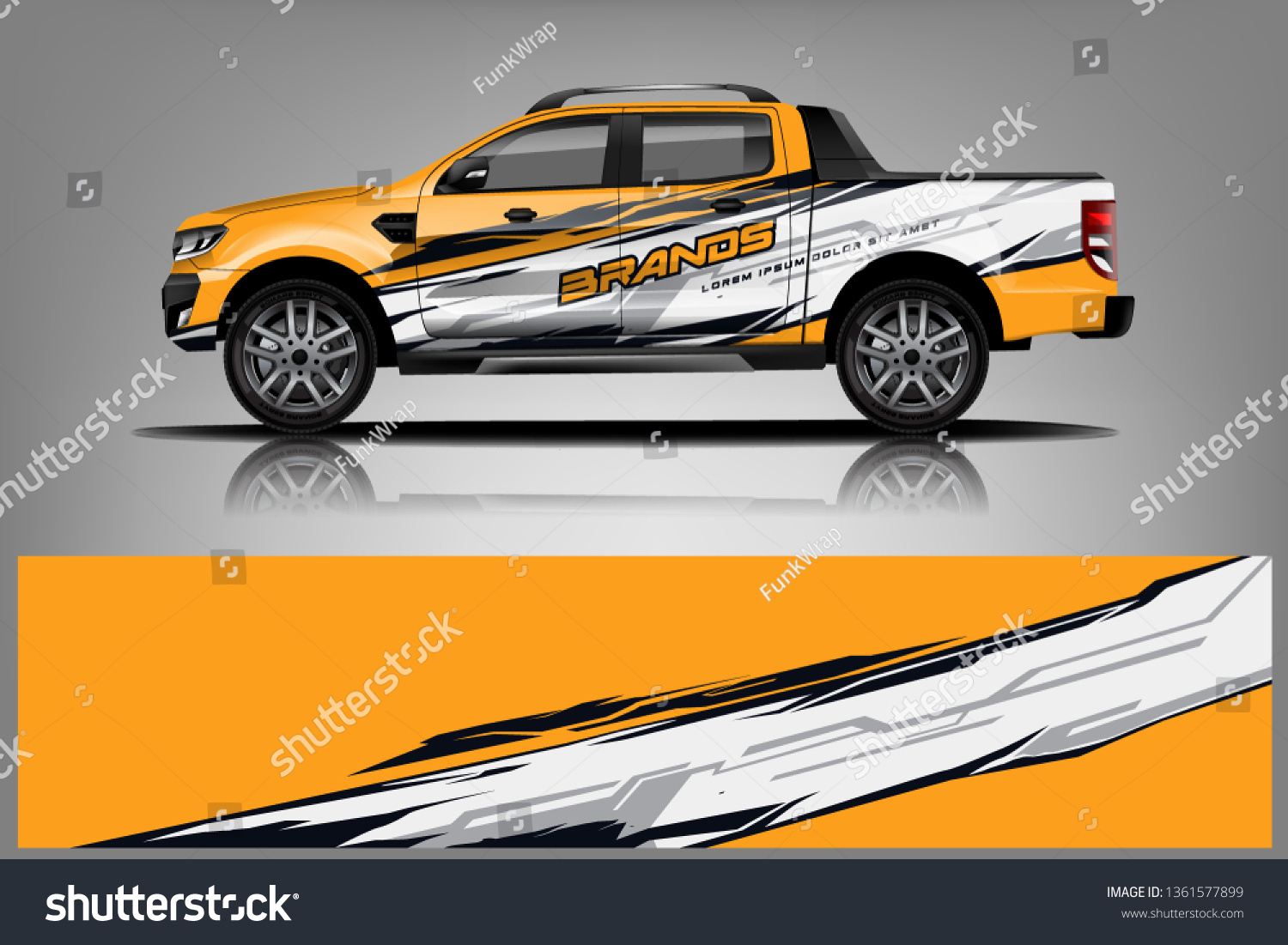Truck decal wrap design vector. Graphic abstract stripe racing background kit designs for vehicle, race car, rally, adventure and livery - Vector