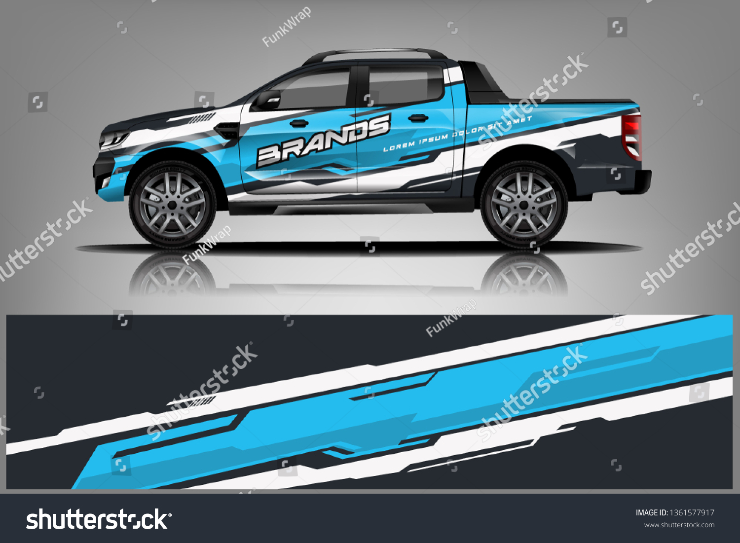 Truck decal wrap design vector. Graphic abstract stripe racing background kit designs for vehicle, race car, rally, adventure and livery - Vector
