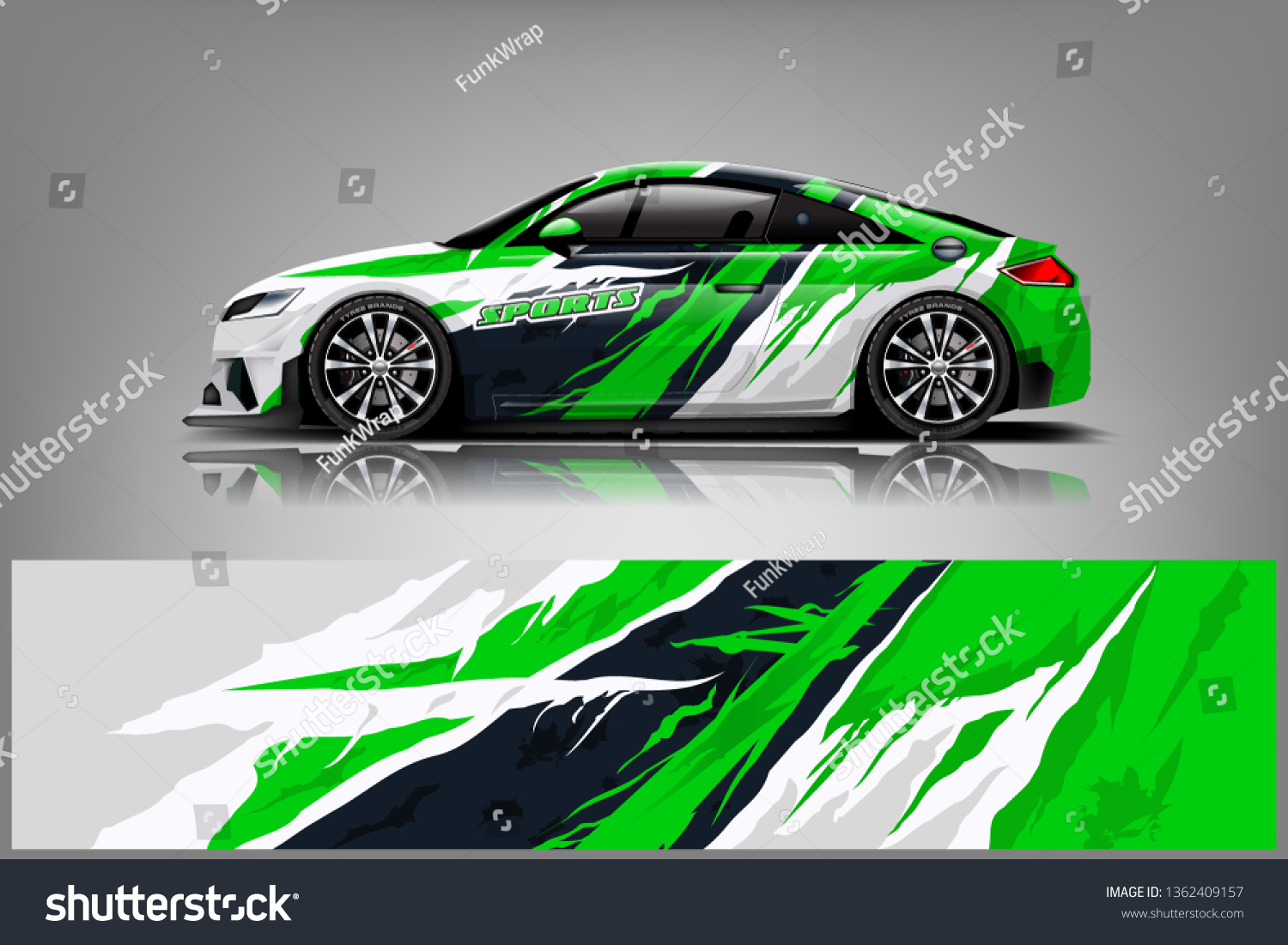 Sport Car decal wrap design vector. Graphic abstract stripe racing background kit designs for vehicle, race car, rally, adventure and livery. eps 10 ready - Vector dekal