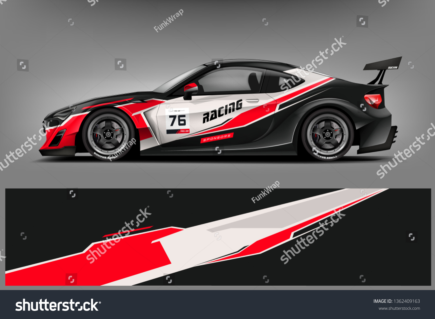 Sport Car decal wrap design vector. Graphic abstract stripe racing background kit designs for vehicle, race car, rally, adventure and livery. eps 10 ready - Vector