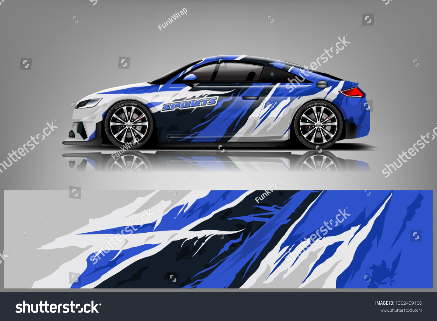 Sport Car decal wrap design vector. Graphic abstract stripe racing background kit designs for vehicle, race car, rally, adventure and livery. eps 10 ready - Vector dekal