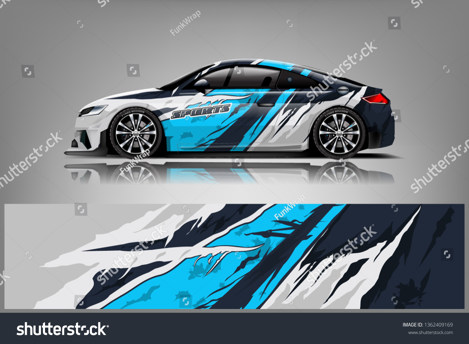 Sport Car decal wrap design vector. Graphic abstract stripe racing background kit designs for vehicle, race car, rally, adventure and livery. eps 10 ready - Vector dekal