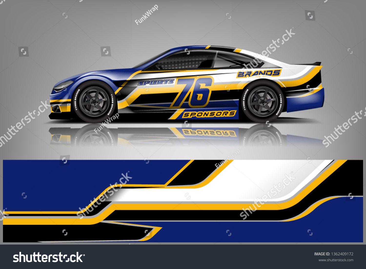 Sport Car decal wrap design vector. Graphic abstract stripe racing background kit designs for vehicle, race car, rally, adventure and livery. eps 10 ready - Vector dekal