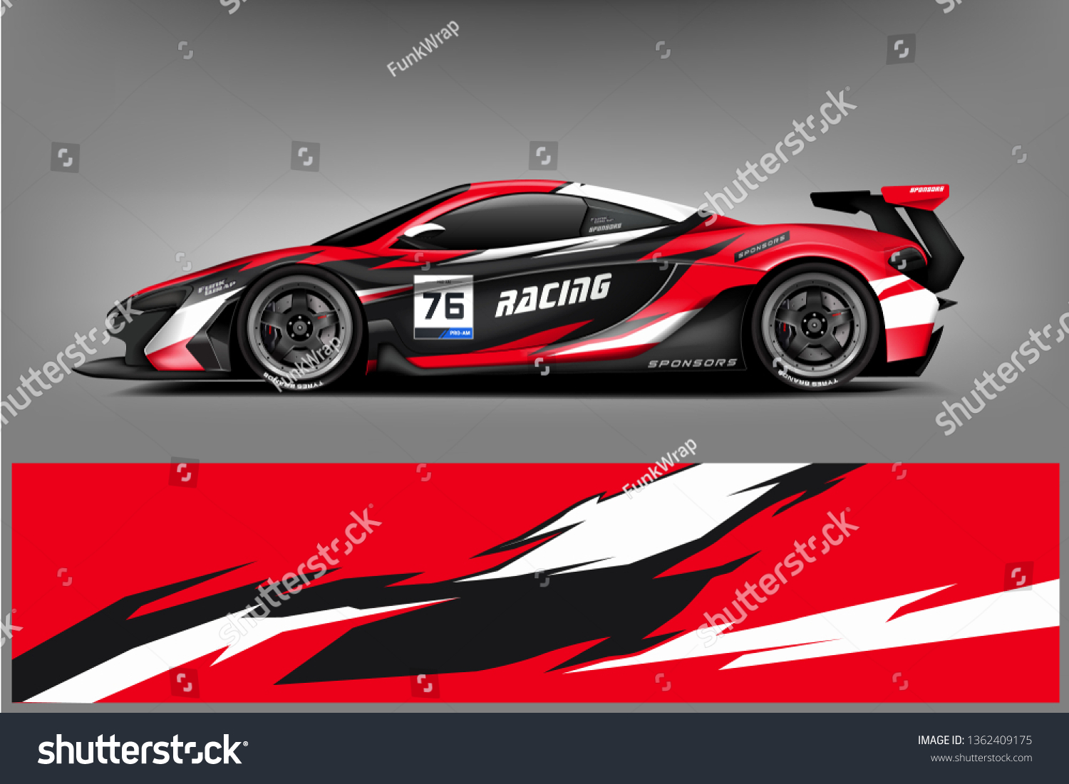 Sport Car decal wrap design vector. Graphic abstract stripe racing background kit designs for vehicle, race car, rally, adventure and livery. eps 10 ready - Vector