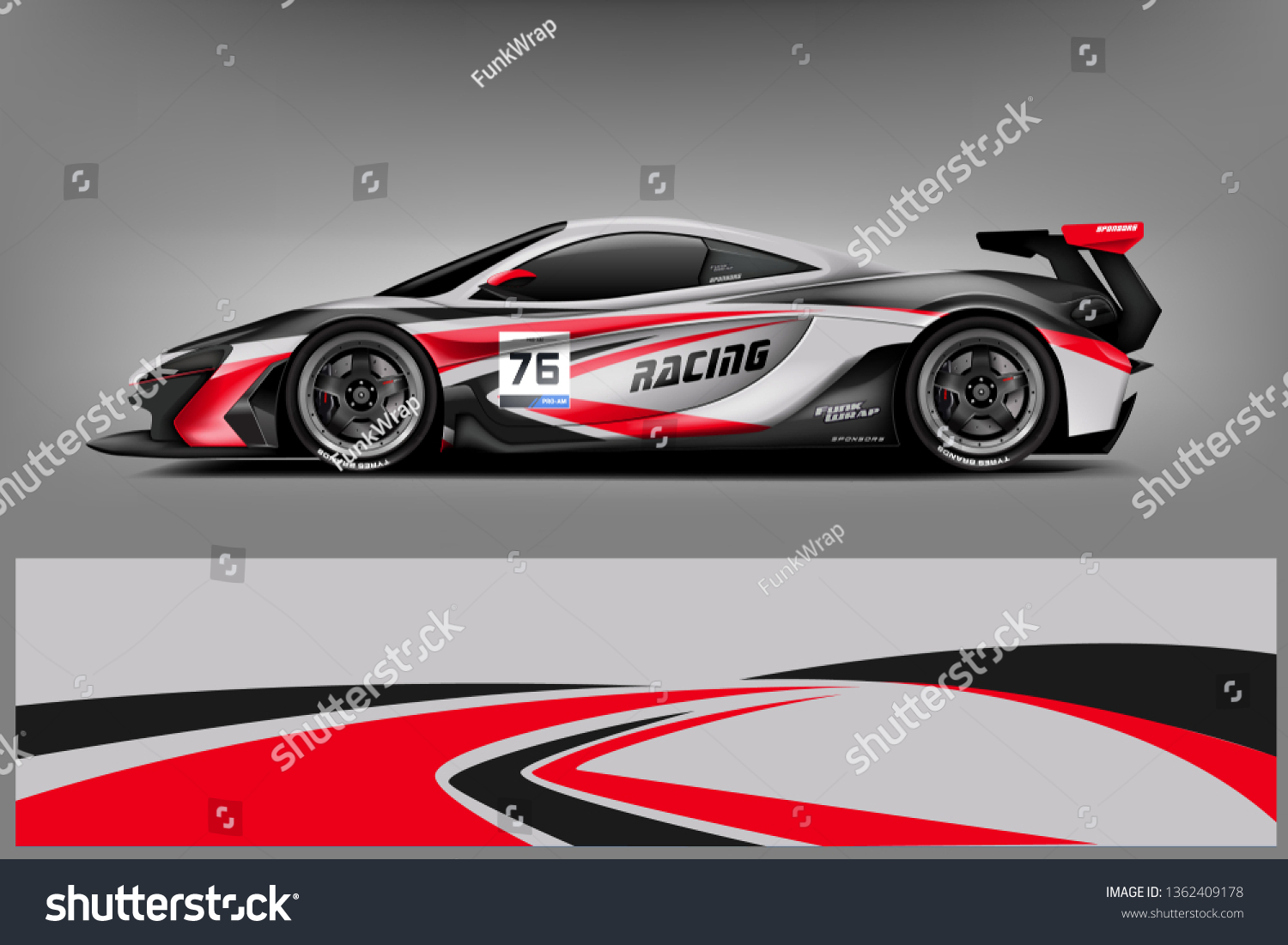 Sport Car decal wrap design vector. Graphic abstract stripe racing background kit designs for vehicle, race car, rally, adventure and livery. eps 10 ready - Vector