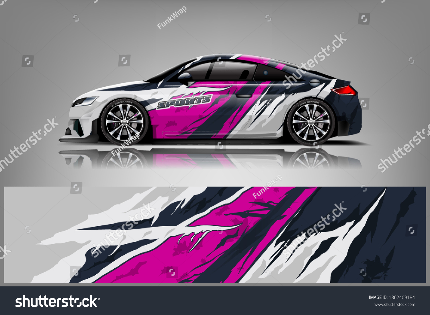 Sport Car decal wrap design vector. Graphic abstract stripe racing background kit designs for vehicle, race car, rally, adventure and livery. eps 10 ready - Vector dekal