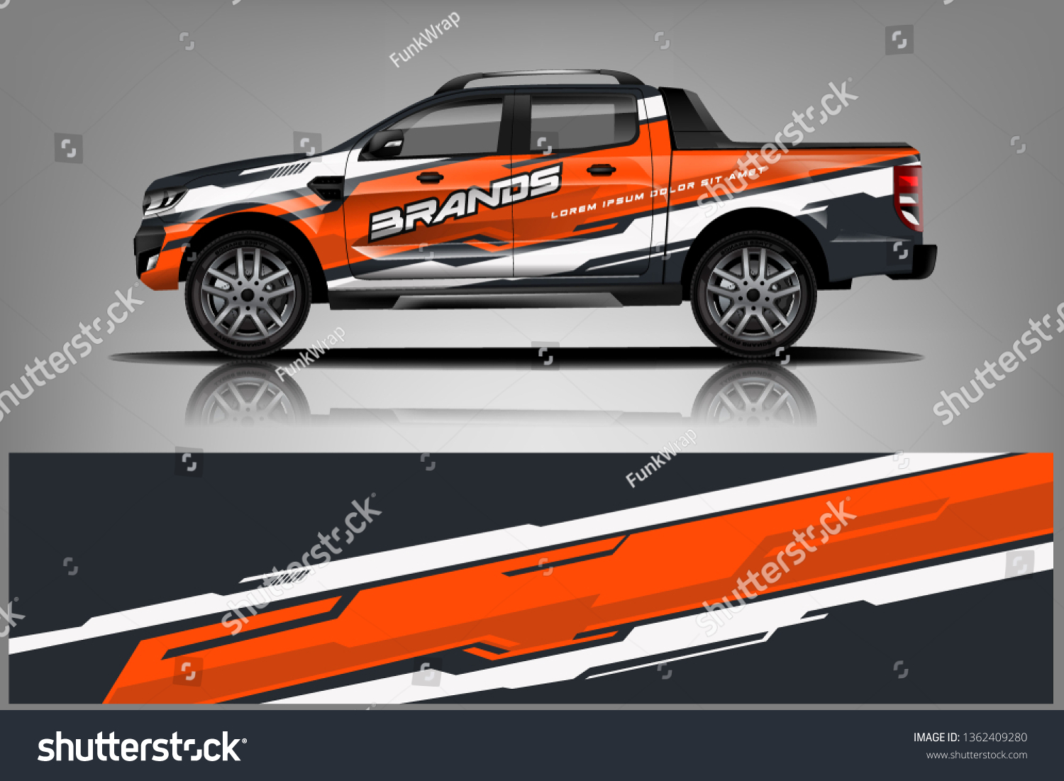Truck decal wrap design vector. Graphic abstract stripe racing background kit designs for vehicle, race car, rally, adventure and livery - Vector