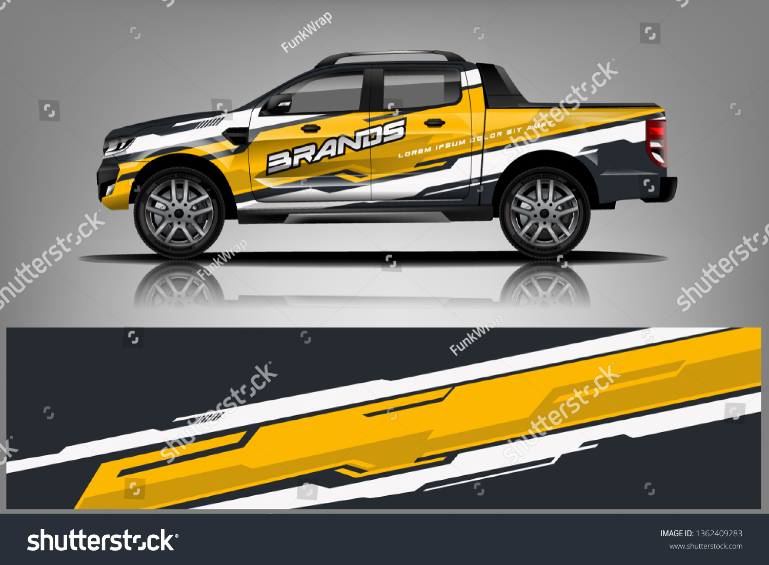 Truck decal wrap design vector. Graphic abstract stripe racing background kit designs for vehicle, race car, rally, adventure and livery - Vector