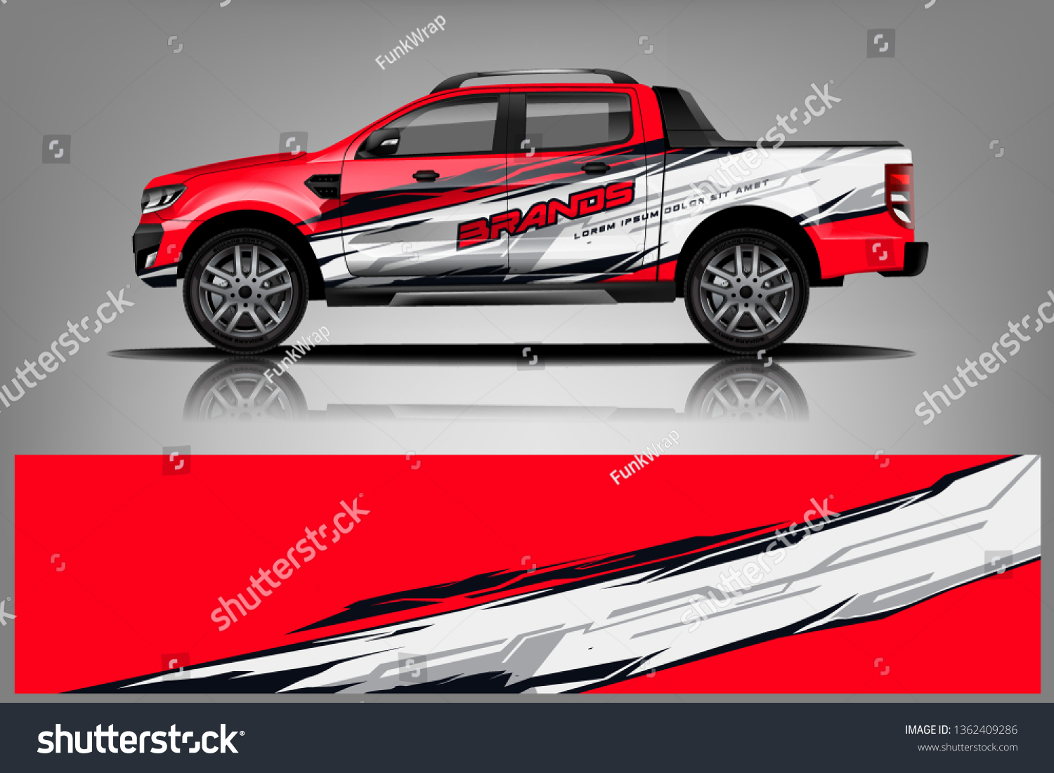 Truck decal wrap design vector. Graphic abstract stripe racing background kit designs for vehicle, race car, rally, adventure and livery - Vector