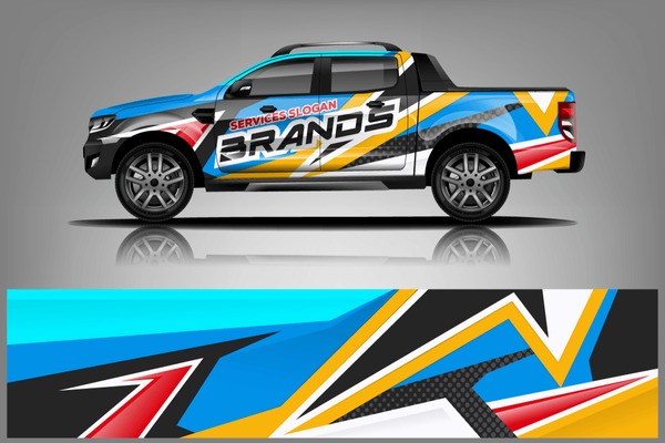 Truck decal wrap design vector. Graphic abstract stripe racing background kit designs for vehicle, race car, rally, adventure and livery - Vector - Vector dekal