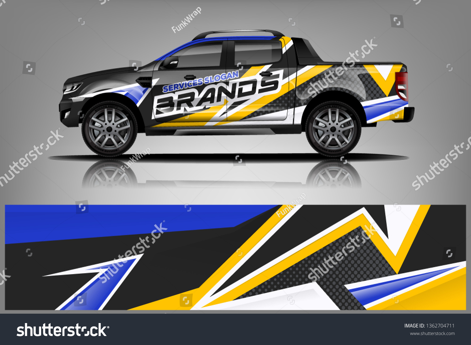 Truck decal wrap design vector. Graphic abstract stripe racing background kit designs for vehicle, race car, rally, adventure and livery - Vector - Vector dekal