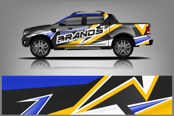 Truck decal wrap design vector. Graphic abstract stripe racing background kit designs for vehicle, race car, rally, adventure and livery - Vector - Vector dekal