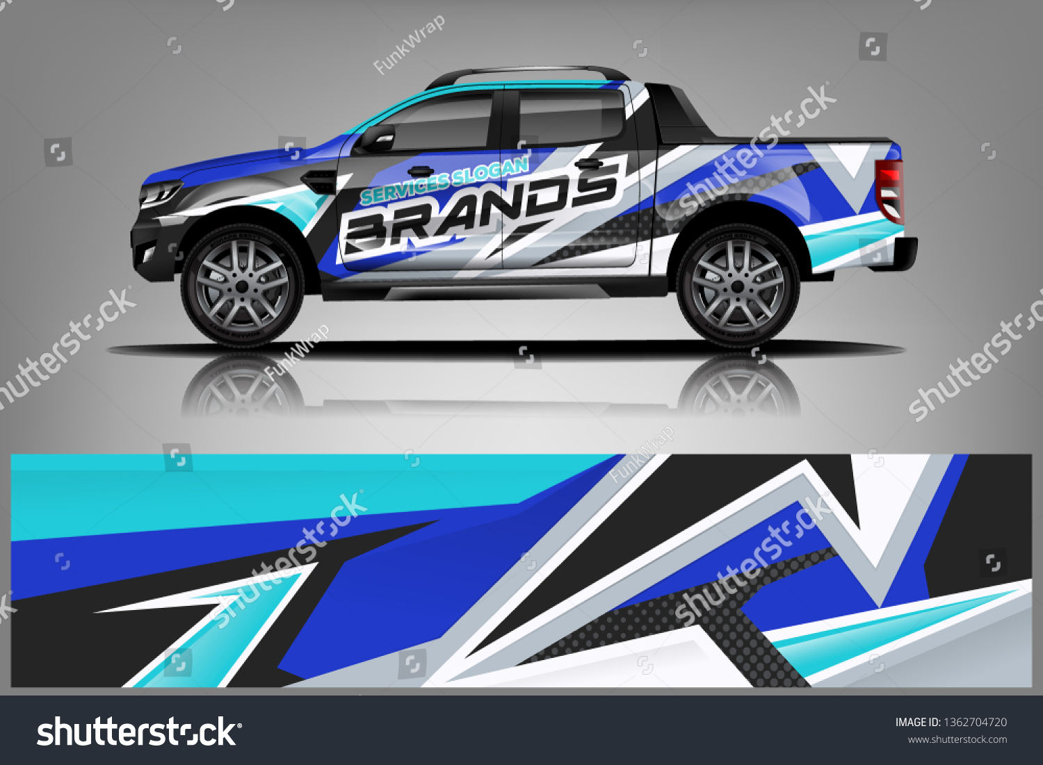 Truck decal wrap design vector. Graphic abstract stripe racing background kit designs for vehicle, race car, rally, adventure and livery - Vector - Vector dekal
