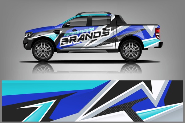 Truck decal wrap design vector. Graphic abstract stripe racing background kit designs for vehicle, race car, rally, adventure and livery - Vector - Vector dekal