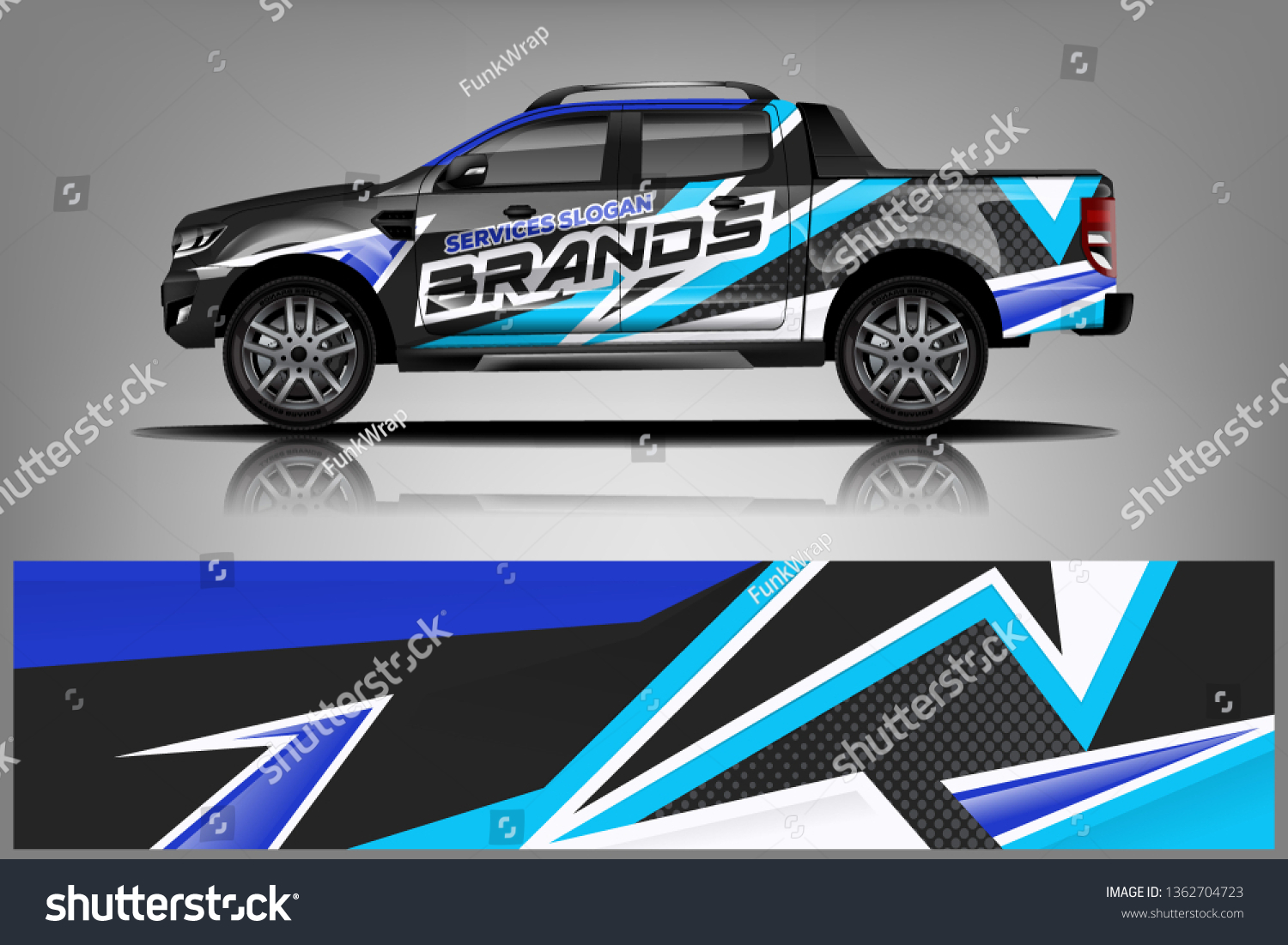 Truck decal wrap design vector. Graphic abstract stripe racing background kit designs for vehicle, race car, rally, adventure and livery - Vector - Vector dekal