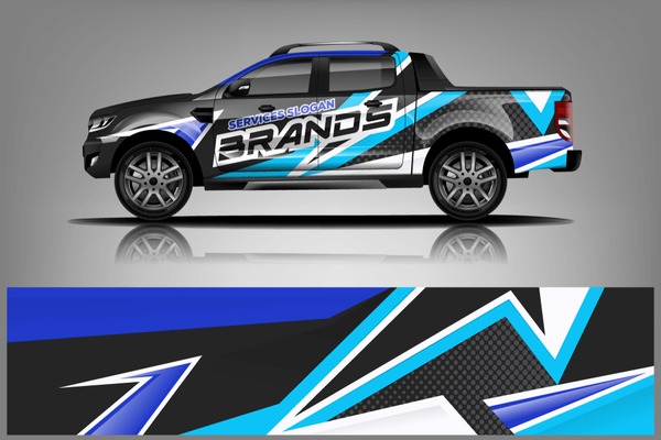 Truck decal wrap design vector. Graphic abstract stripe racing background kit designs for vehicle, race car, rally, adventure and livery - Vector - Vector dekal